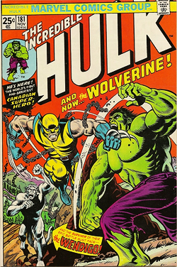 The first full appearance of Wolverine in Hulk 181.